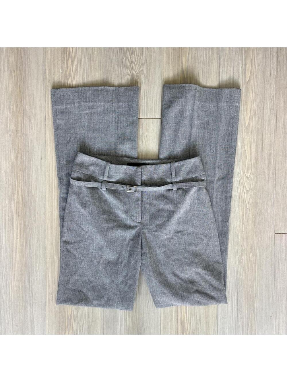 The Limited Gray Stretch Belted Dress Pants Wide Leg Trousers Size 0